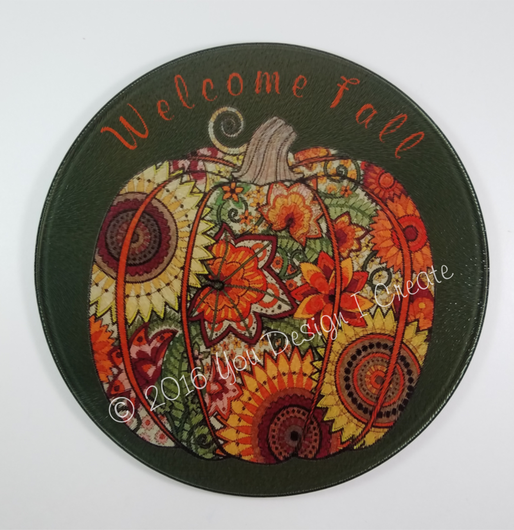 Welcome Fall Glass Cutting Board (Fall Palette contest) made with sublimation printing
