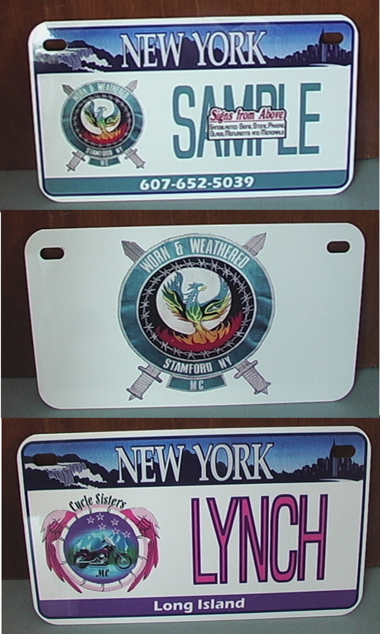 motorcycle lic. plate samples made with sublimation printing