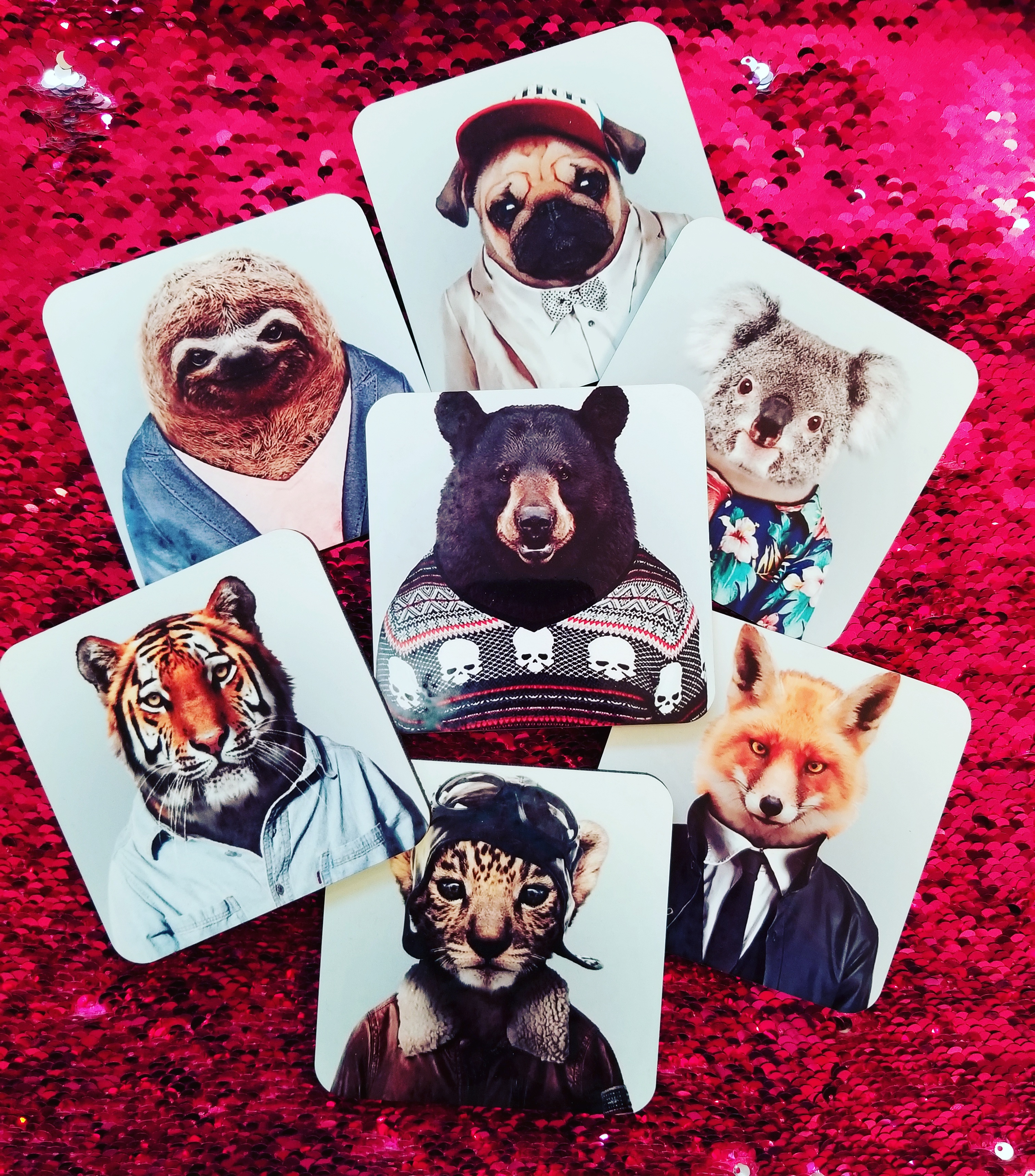 Assorted Animal Coaster Set made with sublimation printing