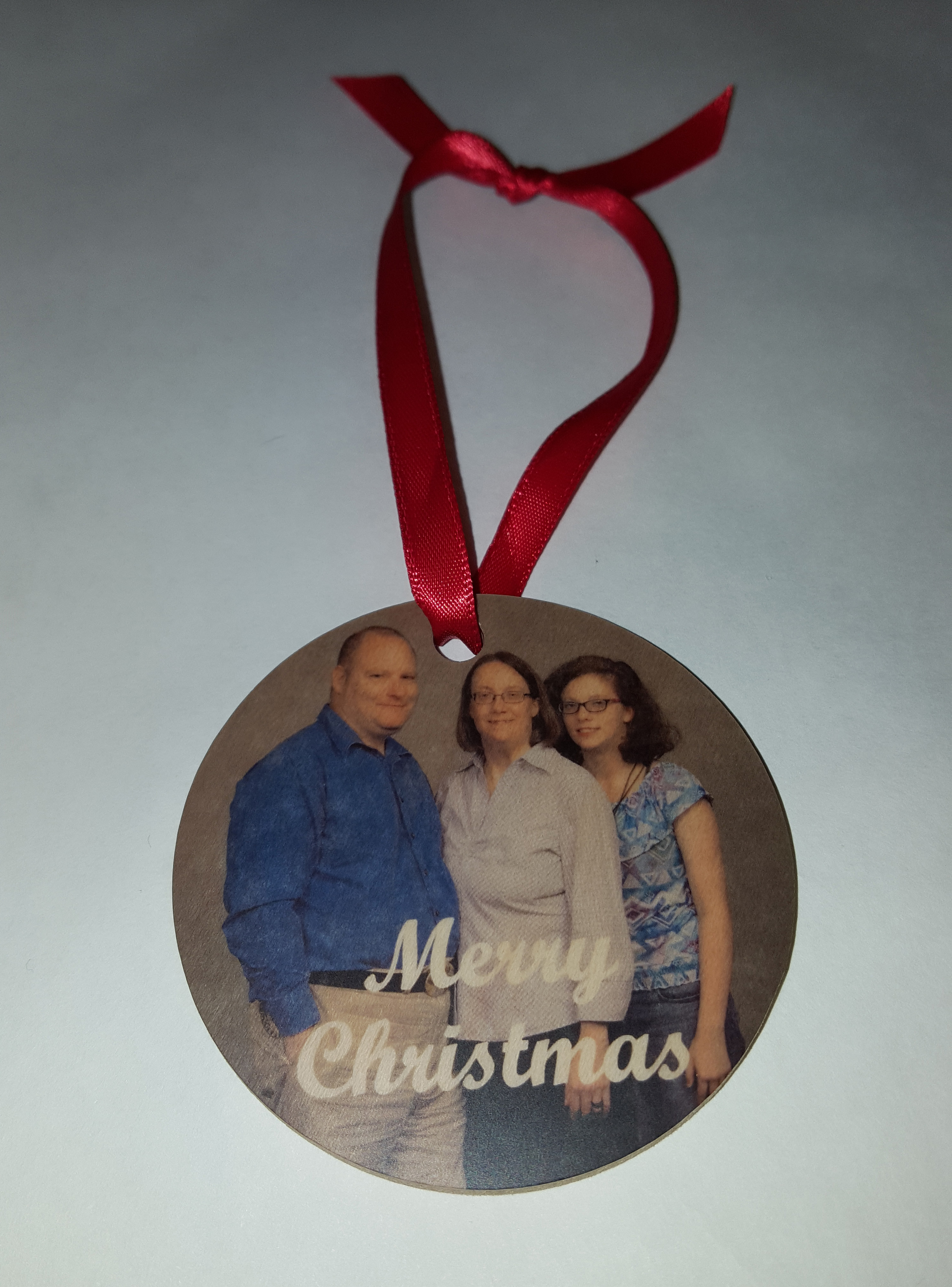 Christmas Wood Ornament made with sublimation printing