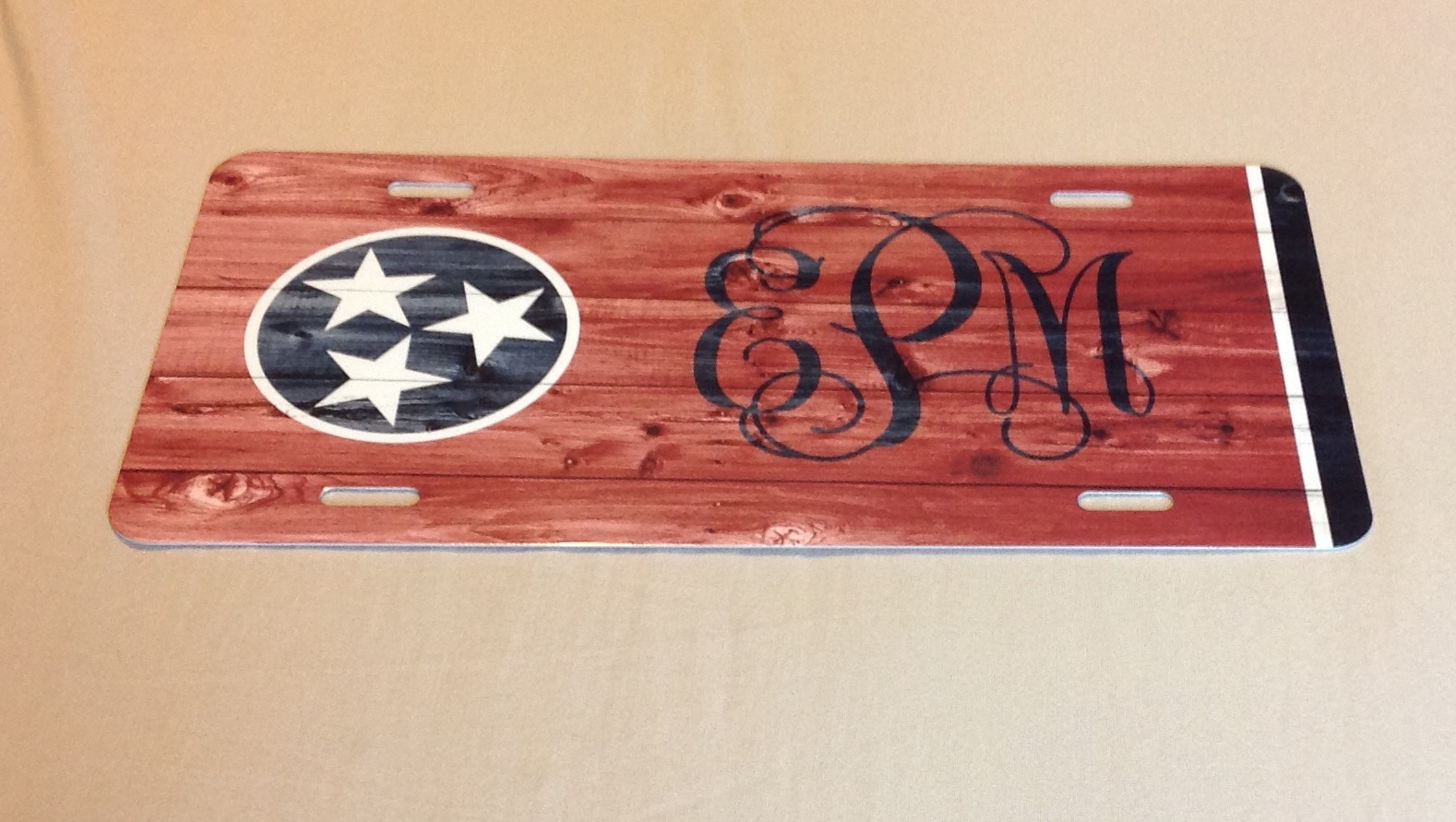 Rustic TN Flag Plate made with sublimation printing