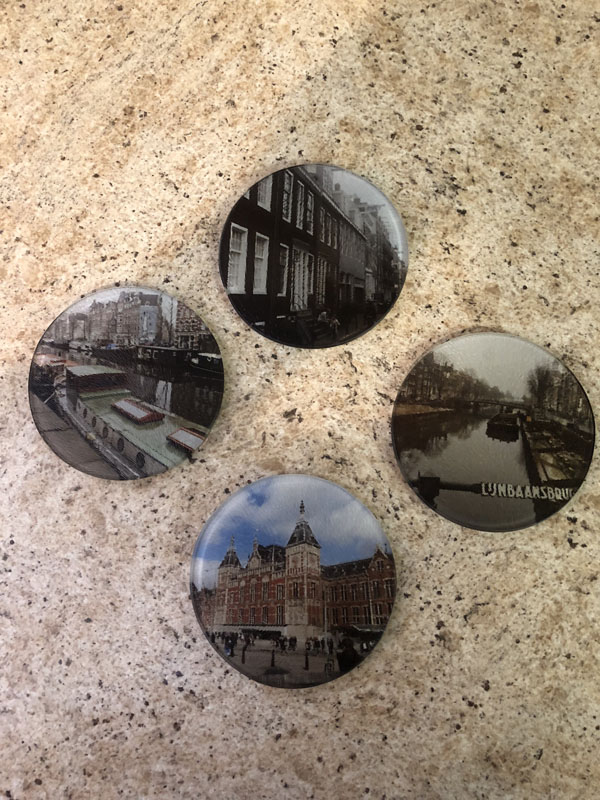 Amsterdam Glass Coasters made with sublimation printing