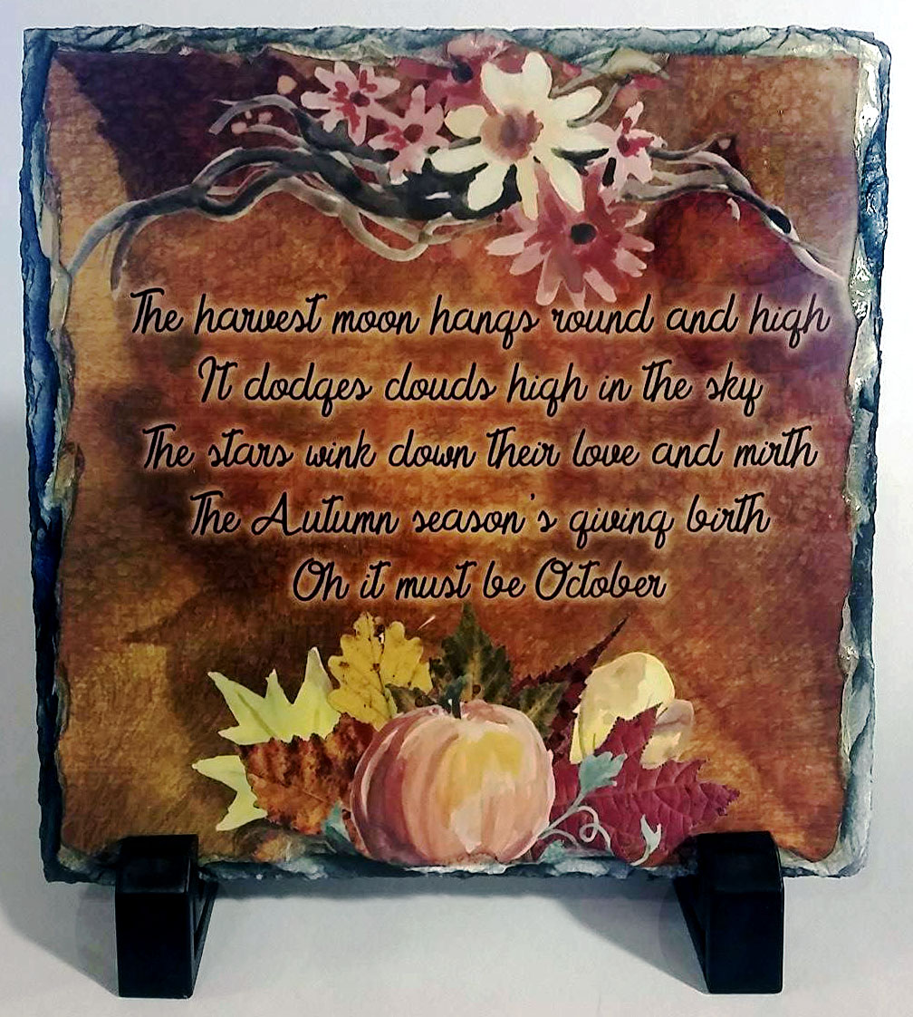 Autumn themed slate tile made with sublimation printing