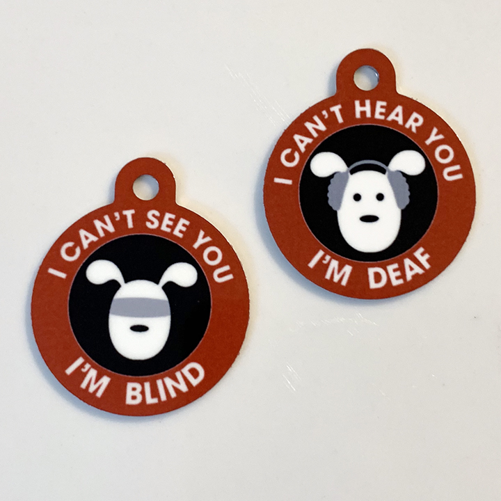 Medical Pet ID Tags made with sublimation printing