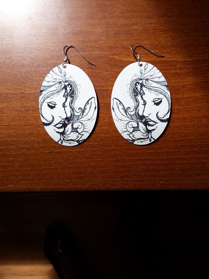 Earrings made with sublimation printing