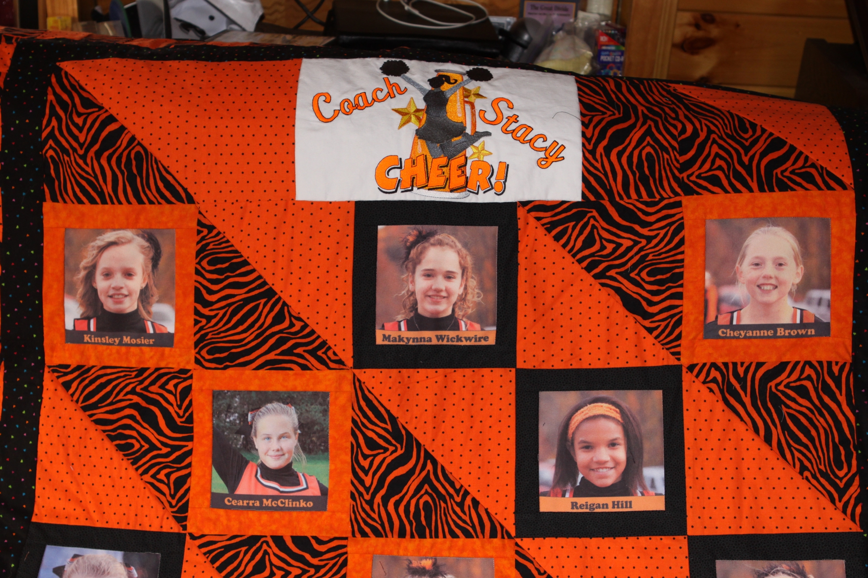 Home made quilt presents for coaches. made with sublimation printing
