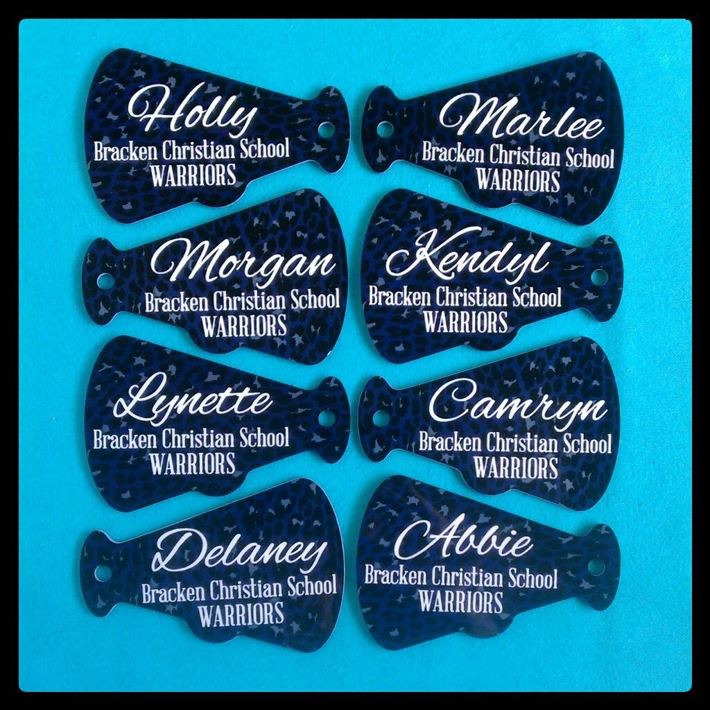 megaphone bag tags made with sublimation printing