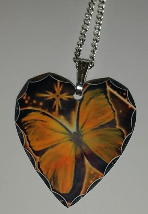 BUTTERFLY HEART CHARM made with sublimation printing