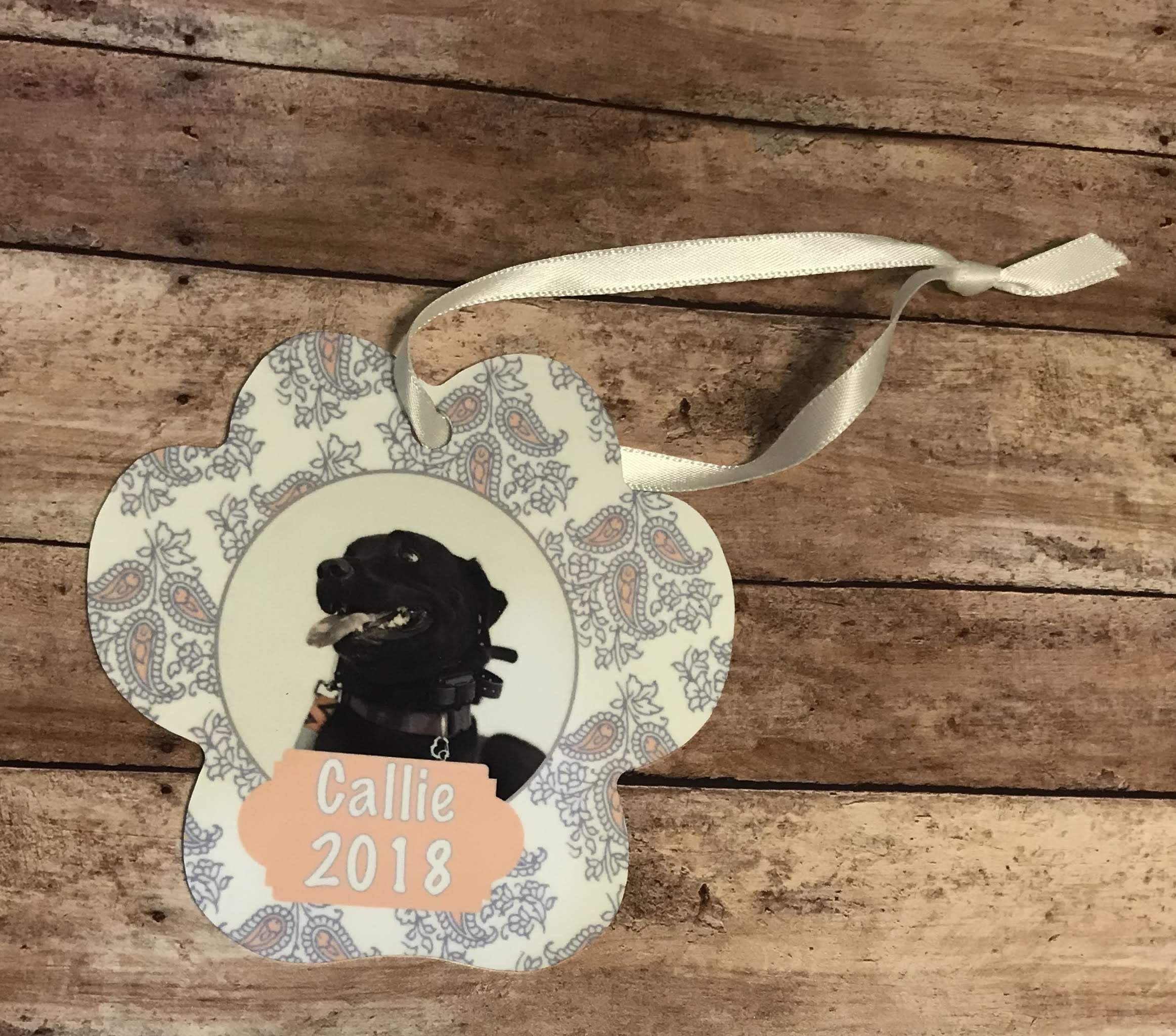 Paw Print Ornament made with sublimation printing