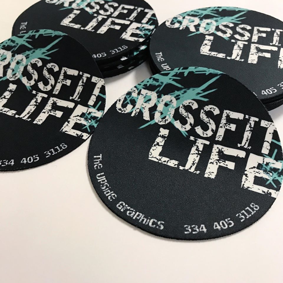 Crossfit Coasters made with sublimation printing