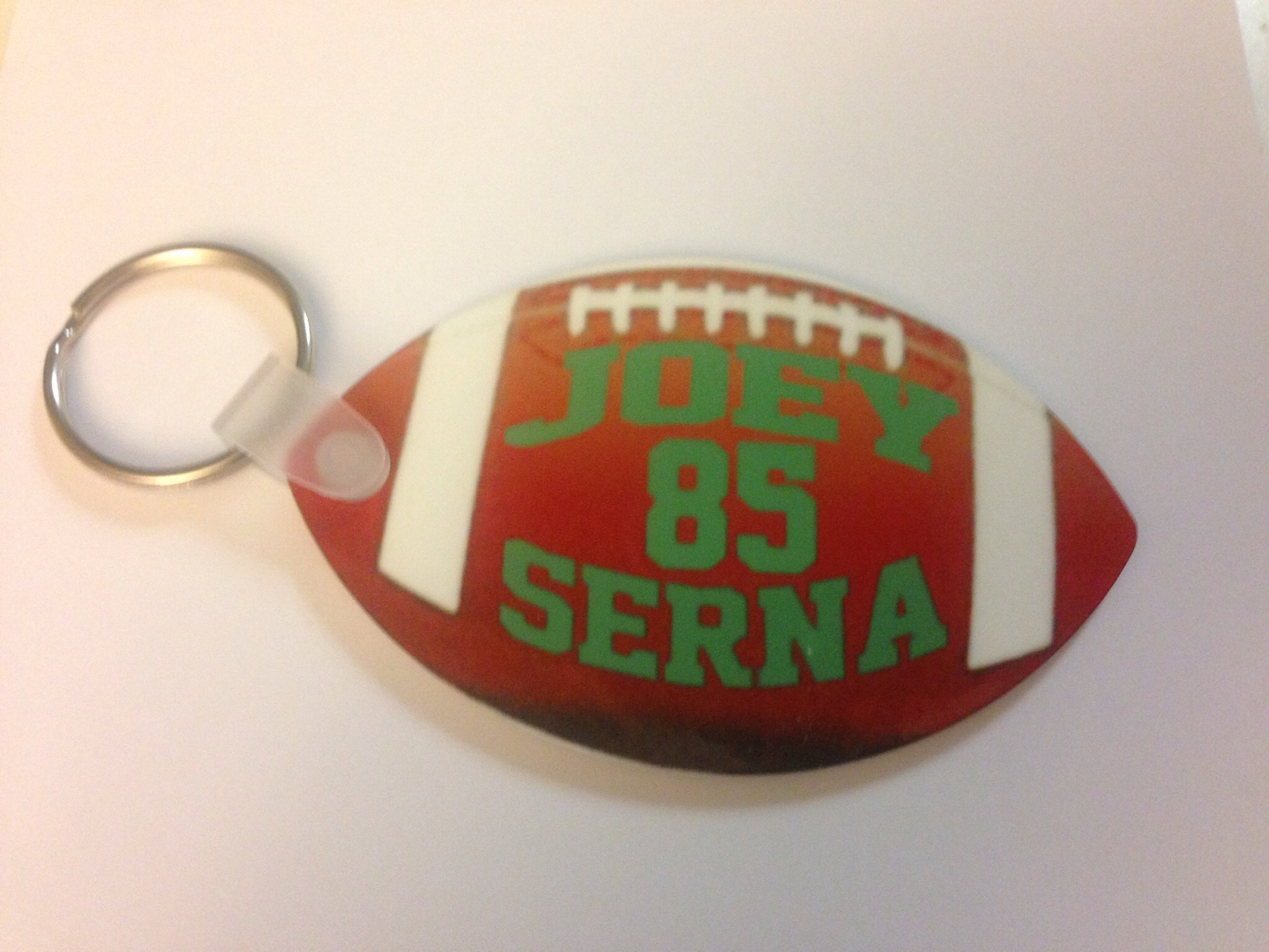 Football Key Chain made with sublimation printing