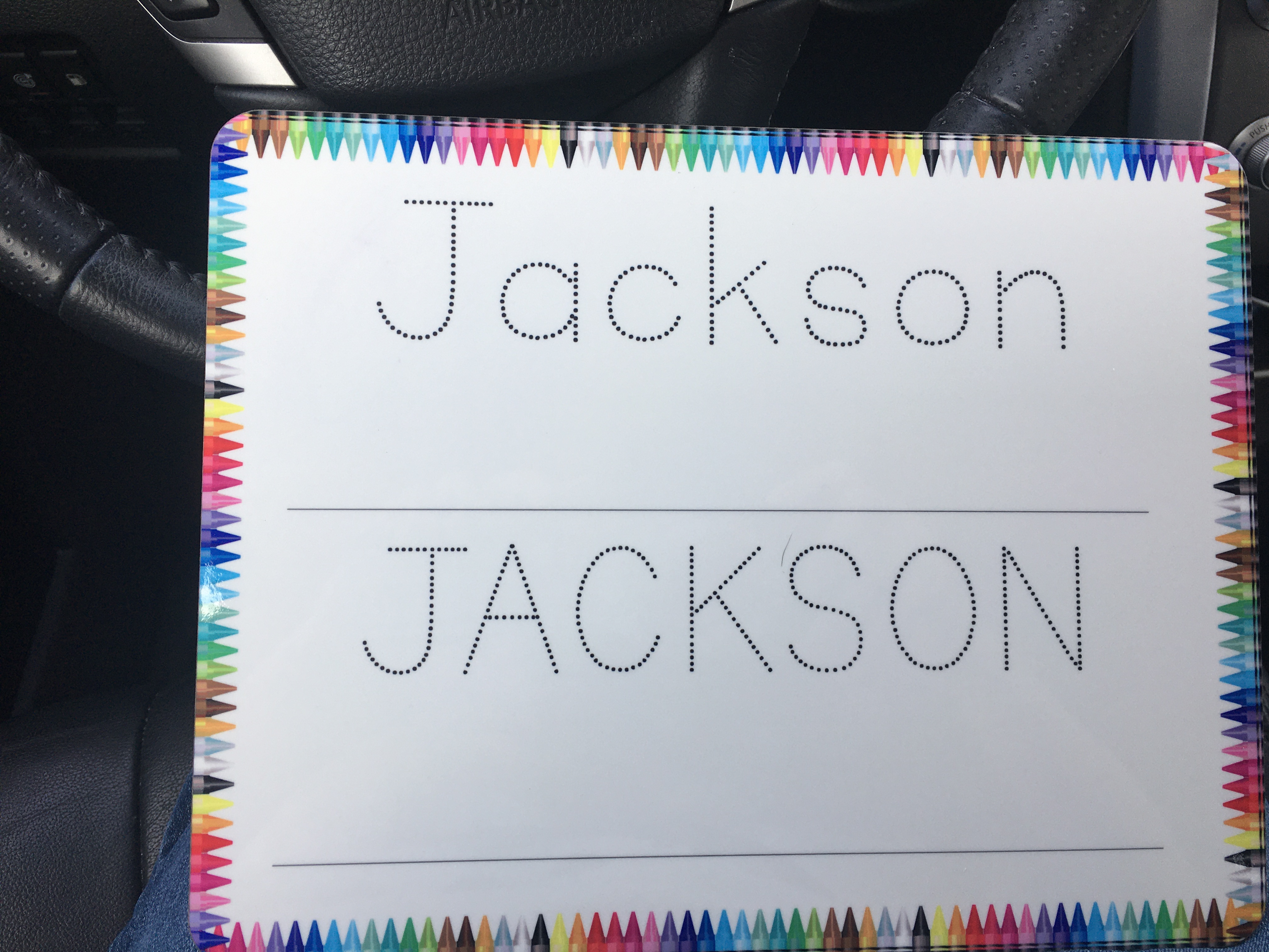 I created this little board for my grand son to practice writing his name. He can trace over th