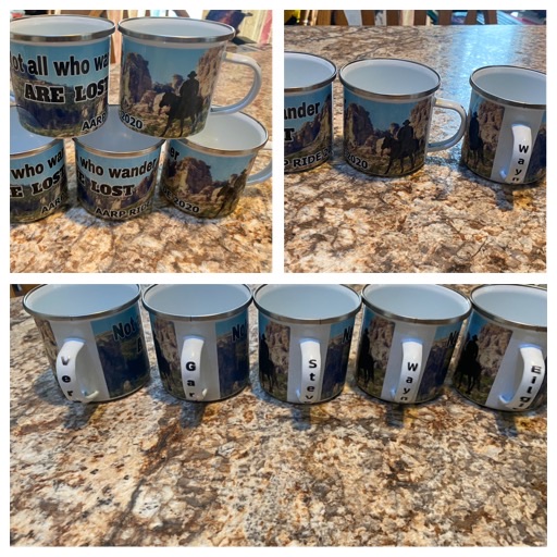 Camp mugs designed for my brother and his friends for their trail ride in the Black Hills.  