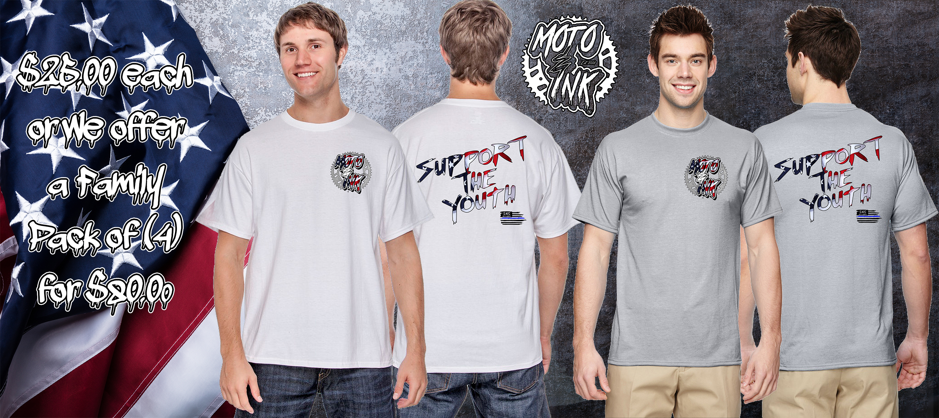 Moto&Ink Support The Youth Program Limited Edition 4Th Of The July T-Shirts!