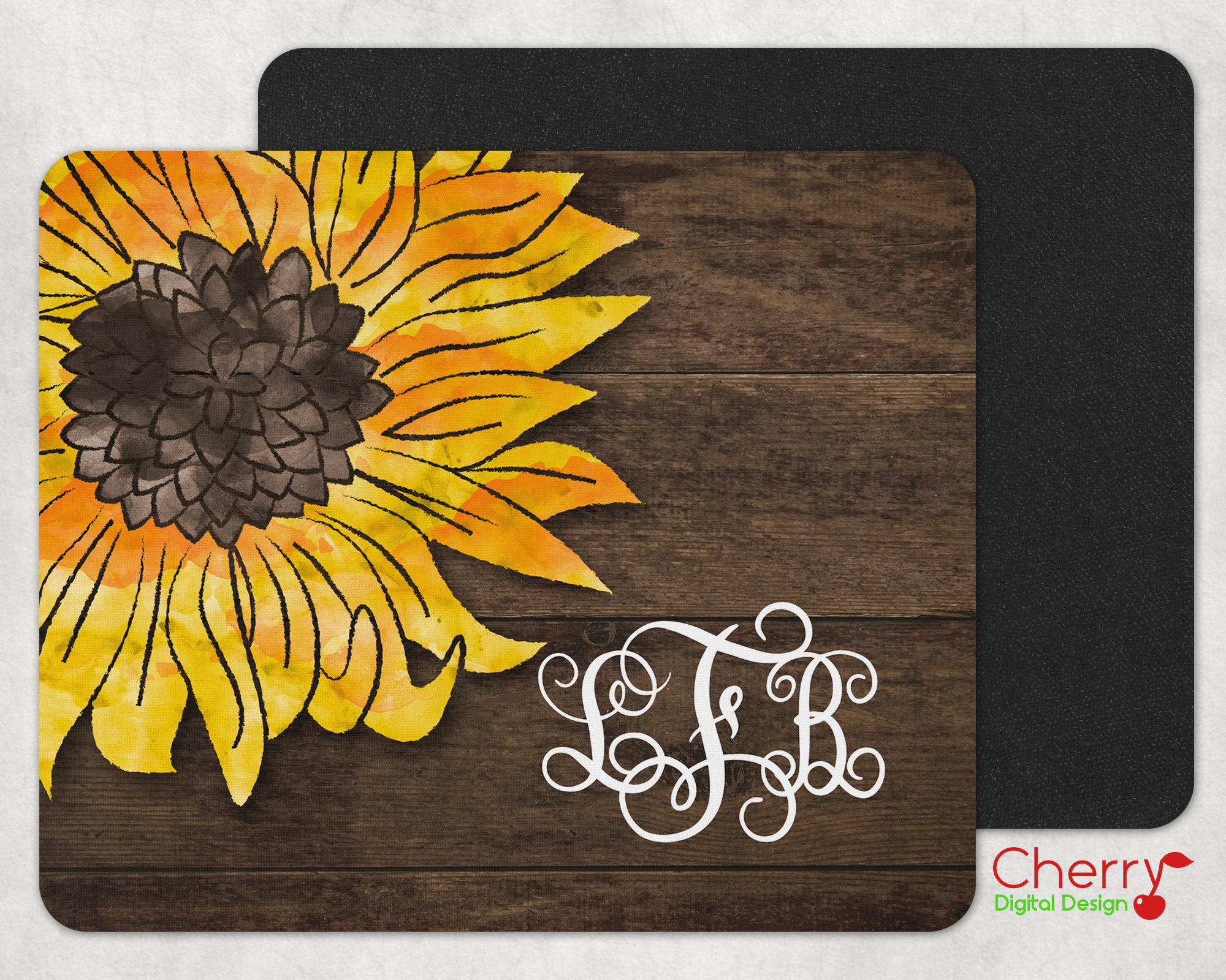Sunflower Monogram Mousepad