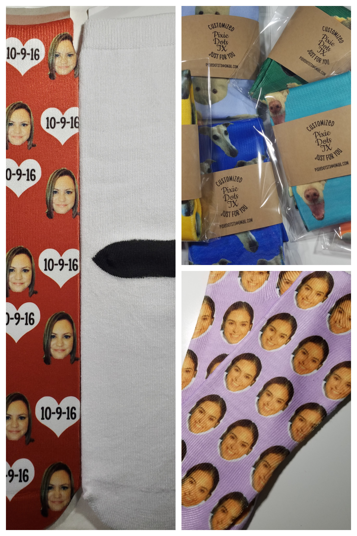 Personalized & customized socks with faces of family, friends & pets