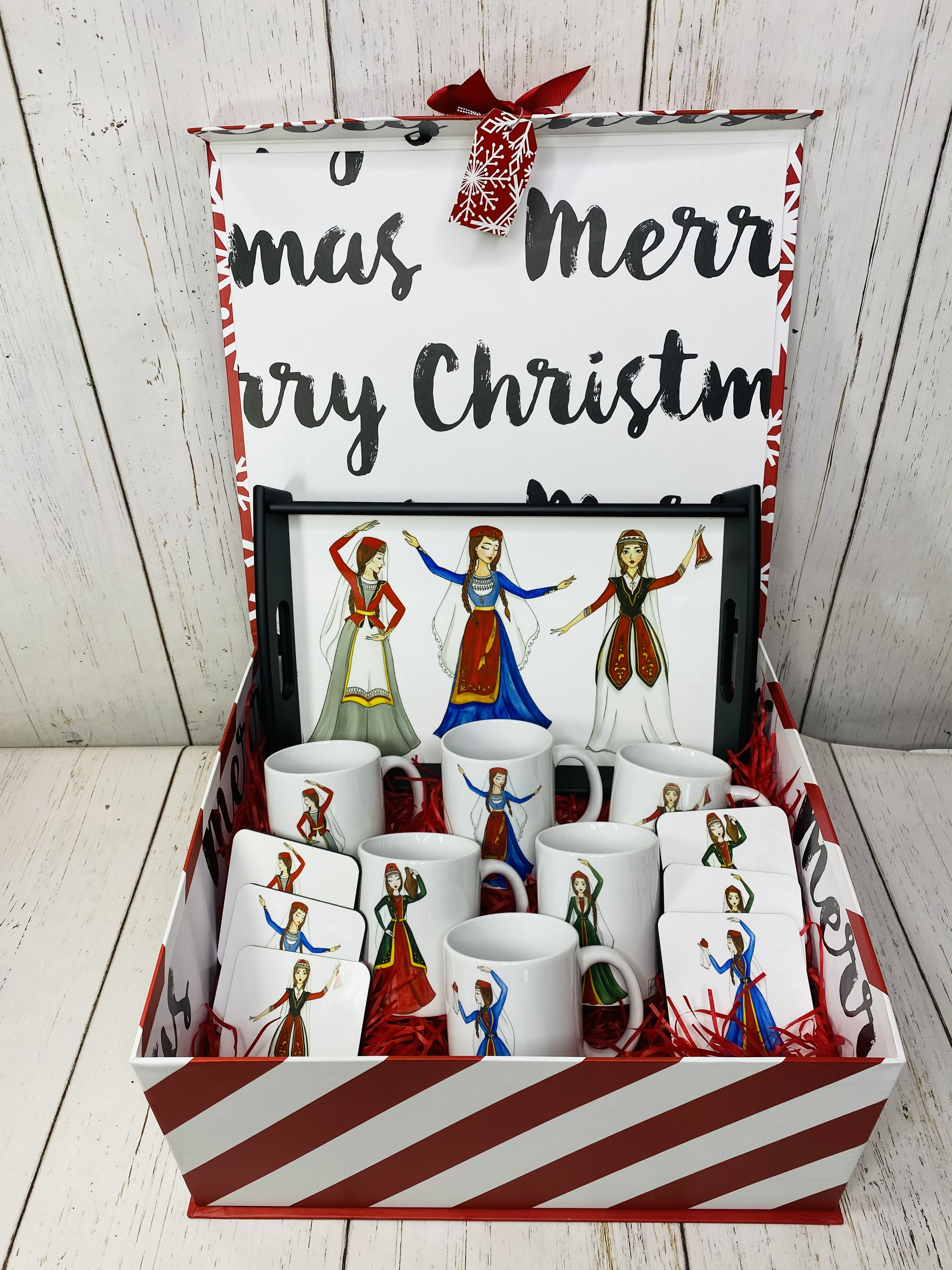 Armenian Beauty Collection with matching serving tray, mugs, and coasters