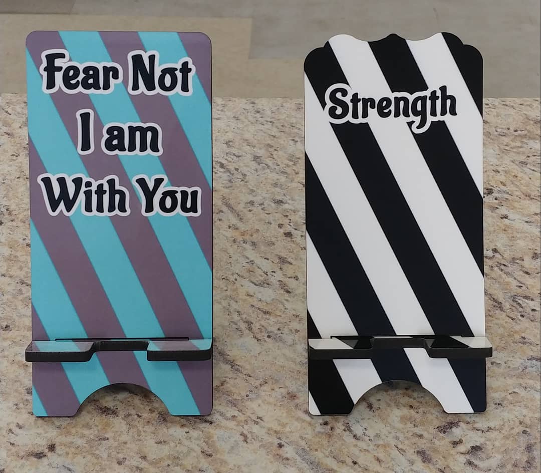 Striped Phone Stand Personalized by customers!