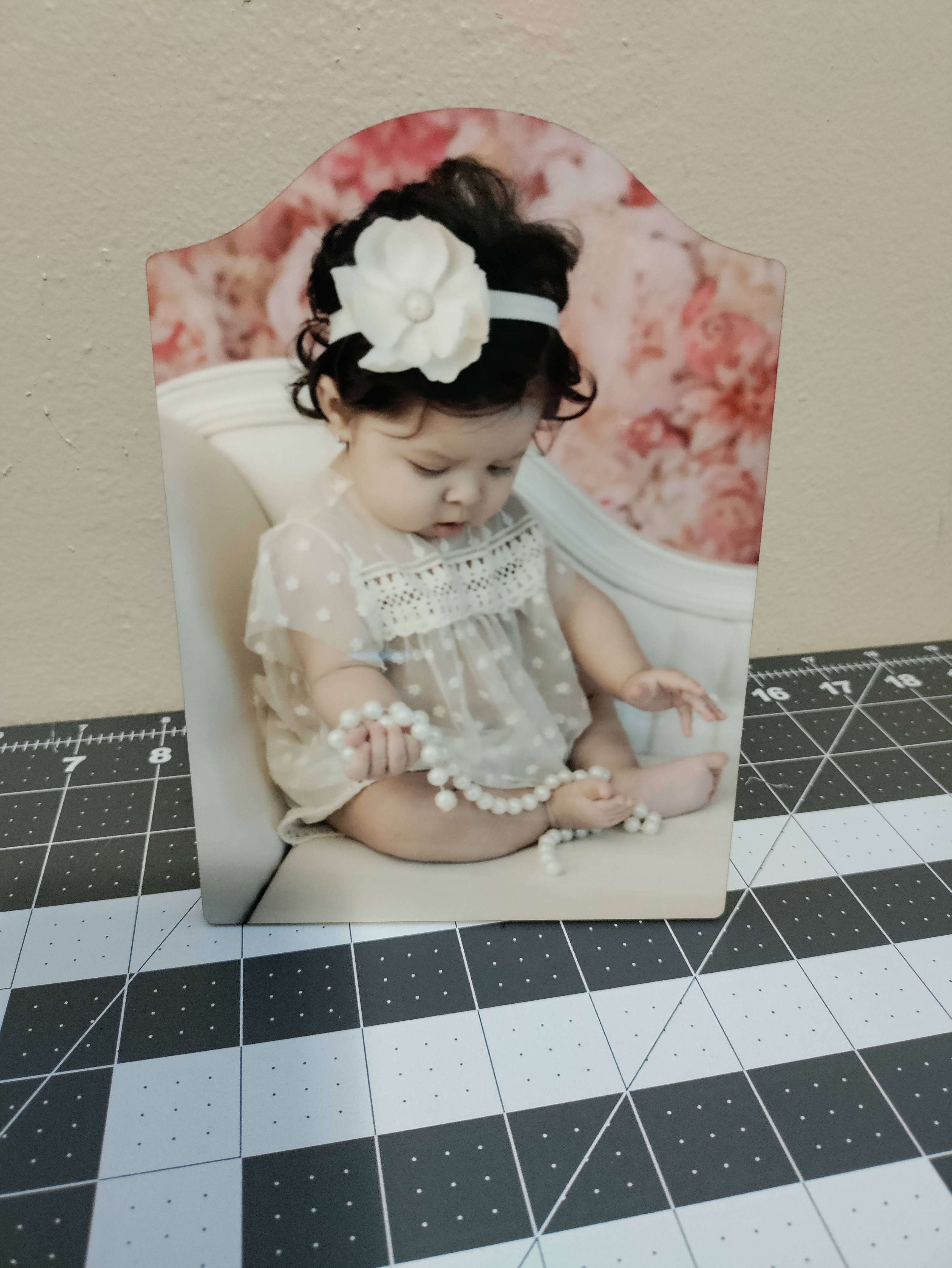 Chromoluxe hardboard photo panel 5x7, arch top with easel