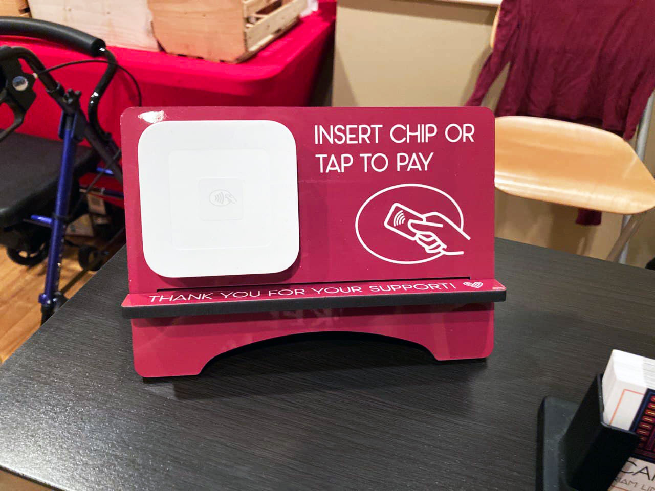 I used this image stand to hold my chip reader to make it easier for customers to do touchless 