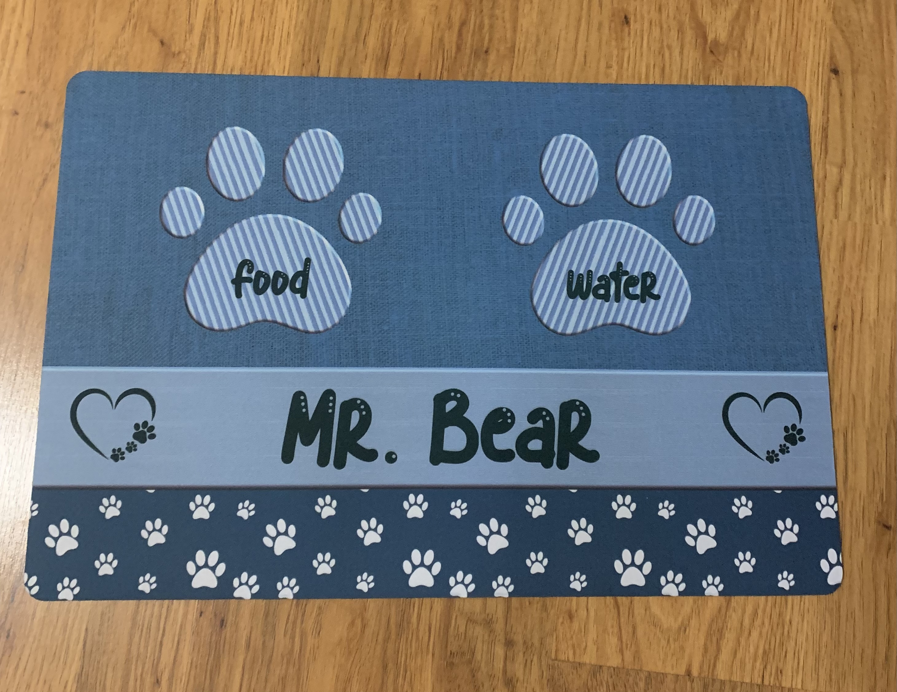 Personalized pet mat for your furry loved one.