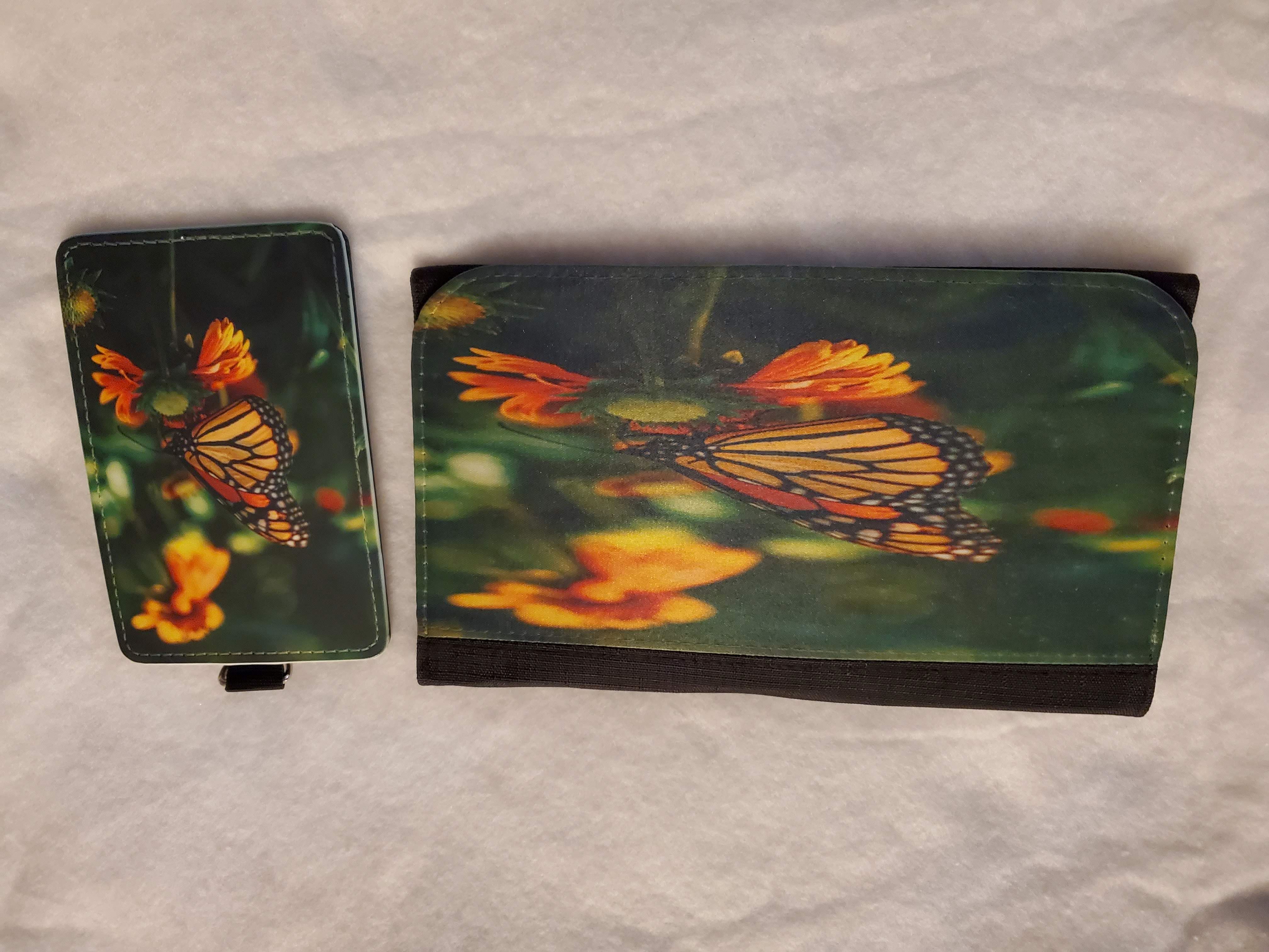 Checkbook and 2 slot key chain with matching butterfly picture.  