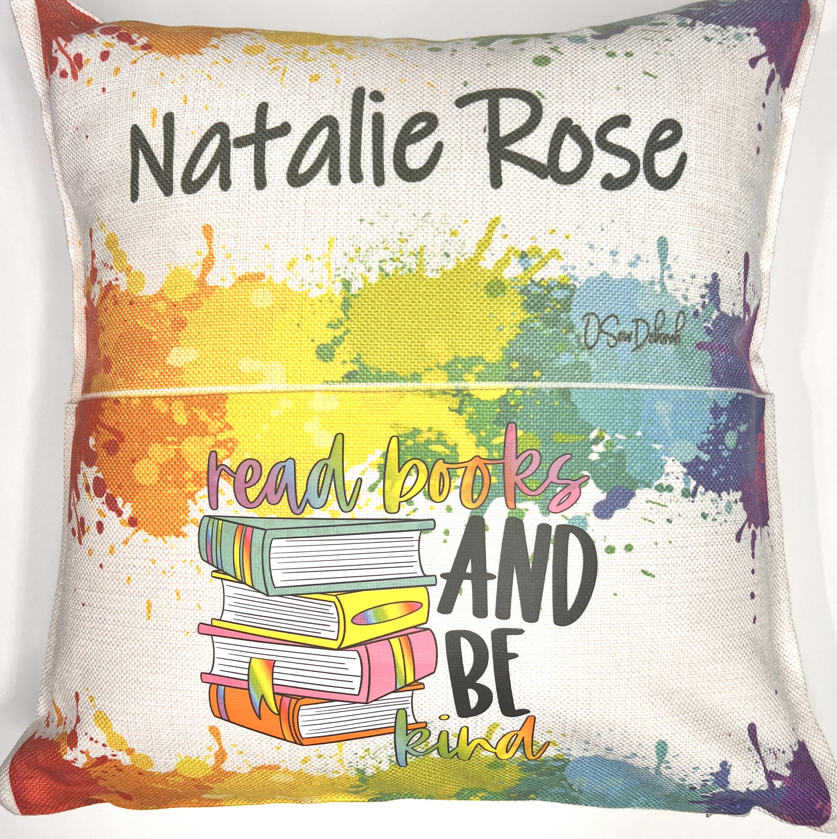 Personalized Pillow with Pocket for a favorite book to read at bedtime or anytime 
