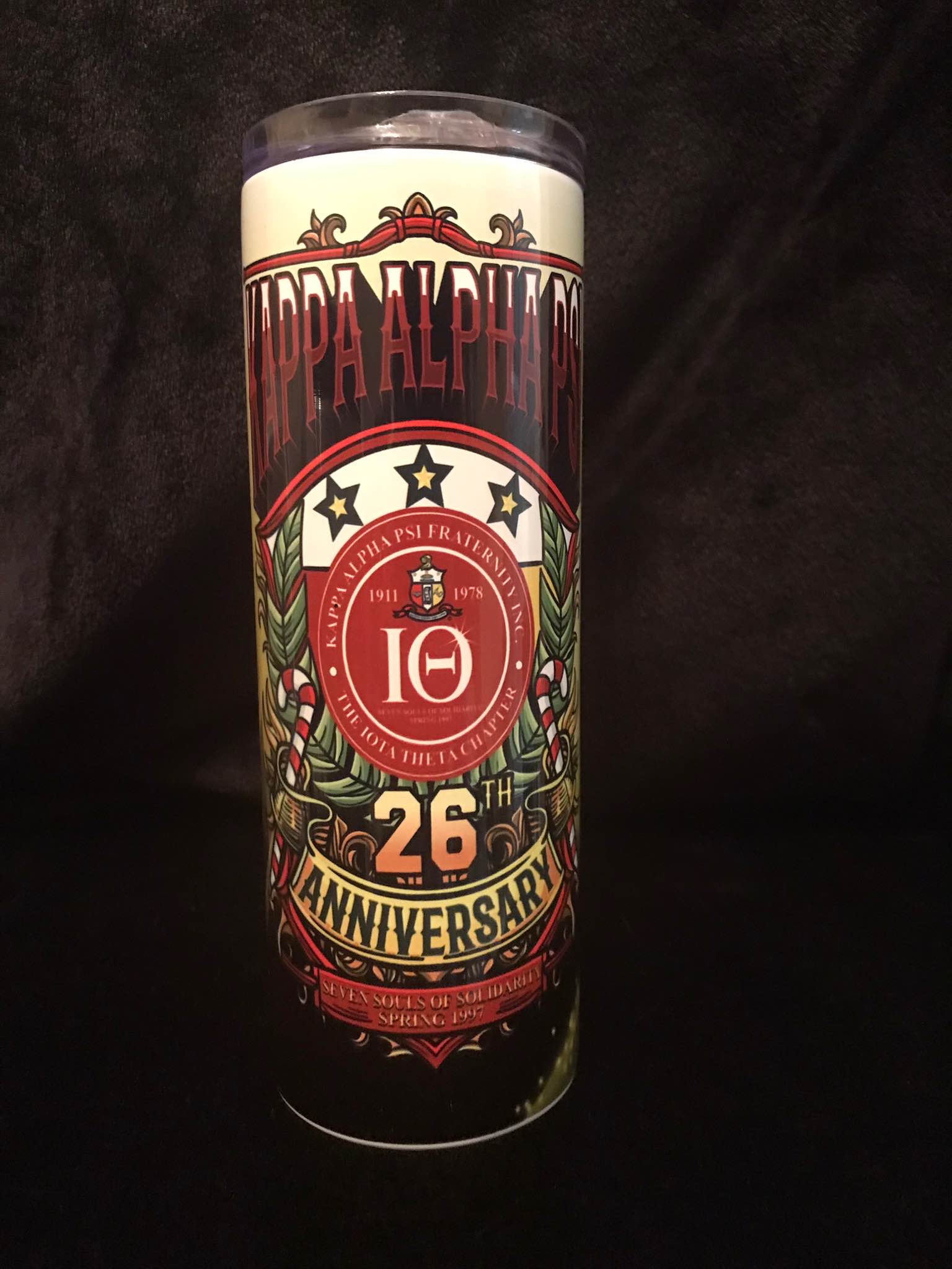 Kappa Alpha Psi 26th Anniversary 20oz Tumbler for the Spring 1997 line, 