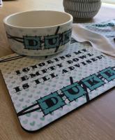 I have a ton of mouse pads.  So why not pair them with a bowl...and make it witty.  My customer