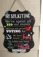 No soliciting sign for our front door.  Seems to work!