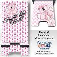 In honor of Breast Cancer Awareness month- Fight Like Hell Phone Stand by Alphabet Soup Images