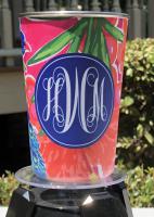 Monogram cup with tropical background
