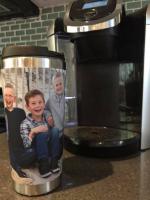 Polymer Hull travel mug sublimated in convection oven using Conde wraps and aluminum insert