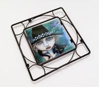 A little witchery in the kitchen with this awesome Trivet sporting one of my Painted Ladies.