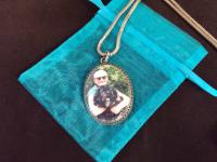 Cabochon with photograph of customer's recently deceased Mother and her dog.