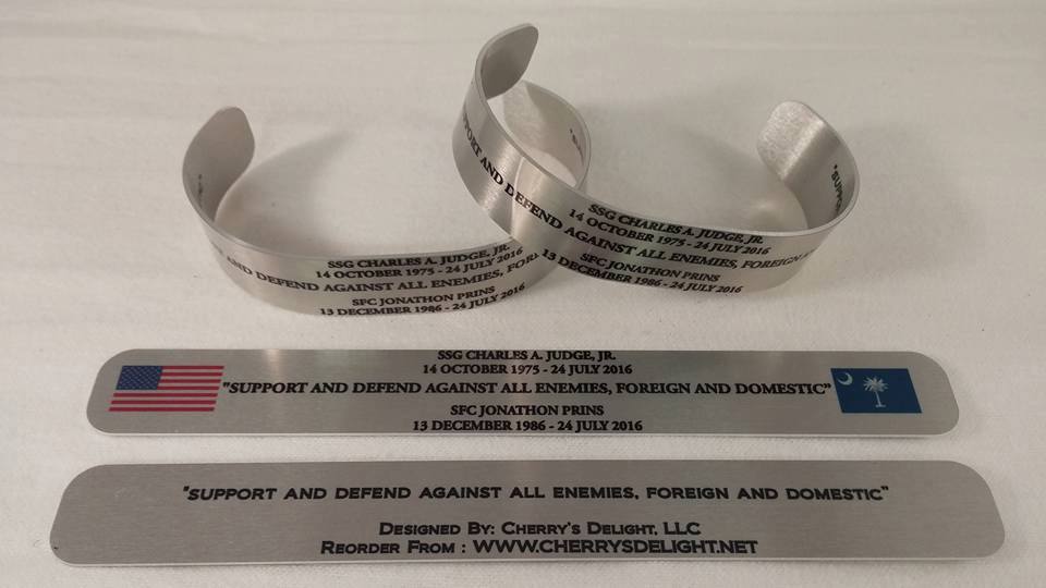 Memorial Bands for two soldiers who were murdered in SC defending a woman from an attacker. 50%