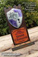 These custom award was created for the 2012 Minnesota Renaissance Festival and feature wood, su