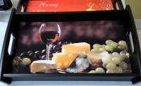 Black Tray with Wine and Cheese image