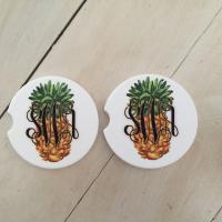 Pineapple car coasters with monogram