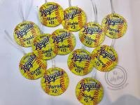 Custom Softball bag tags completed for customer , Double sided.