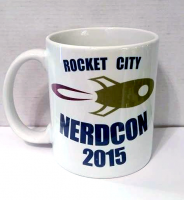 Souvenir fundraiser mugs for our local library's nerdy convention