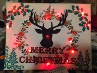 Lighted Christmas Reindeer Picture on Poly Duck Canvas