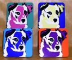 Set of four hardboard coasters making your pet the pop-art star.