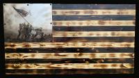 Rustic American Flag Burnt with Iwo Jima Sublamated Union
