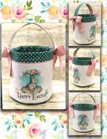 An Easter Basket created for my granddaughter using 1 poly linen placemat, a sweet graphic set,