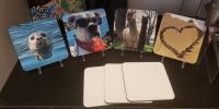 Animal Photo Coaster Set. Sold with the mahogany stand. Lovely prints!