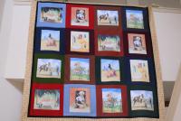 Retro cowgirl quilt with the artwork of Dale Adkins. The artwork is sublimated on Vapor basic T