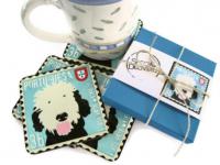 4 Unisub Hardboard Coasters featuring a 'faux' Portuguese Water dog Stamp.