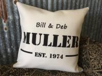 Double sided linen pillow throw personalized for couples anniversary