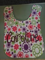 I made this personalized fleece baby bib for one of the ladies at my church.  She is having her